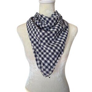 a new day women's blue and white gingham check square scarf/wrap 23.5"